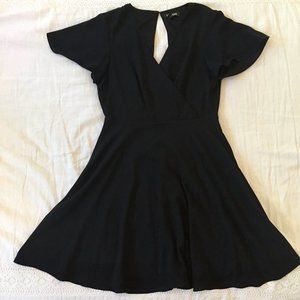 Black Wrap-front Dress